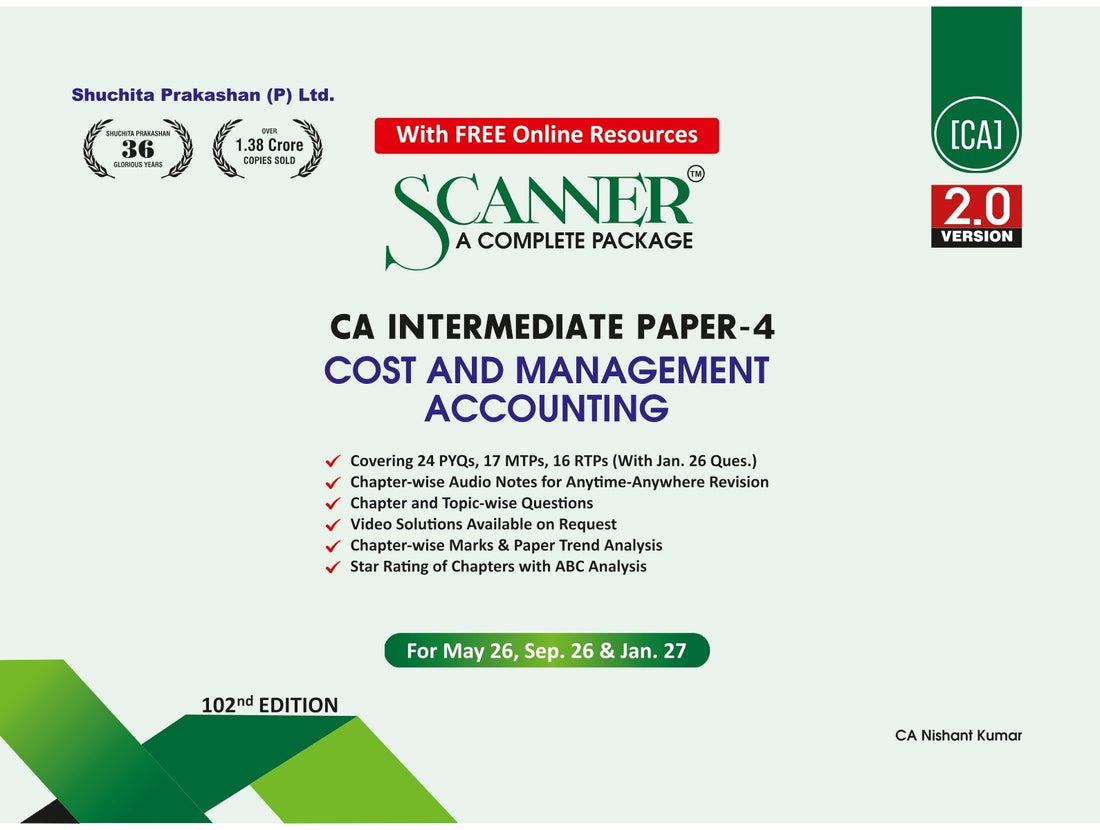 CA Inter Paper - 4 Cost and Management Accounting For May 26, Sep. 26 & Jan. 27