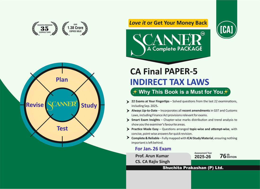 CA Final Paper - 5 Indirect Tax Laws Jan. 26, May 26 & Sep. 26